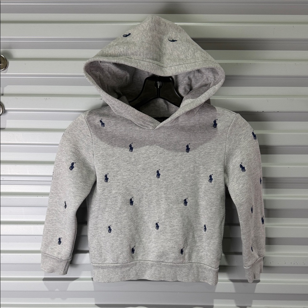 Polo by Ralph Lauren Gray Hoodie with Navy Embroidery size 6